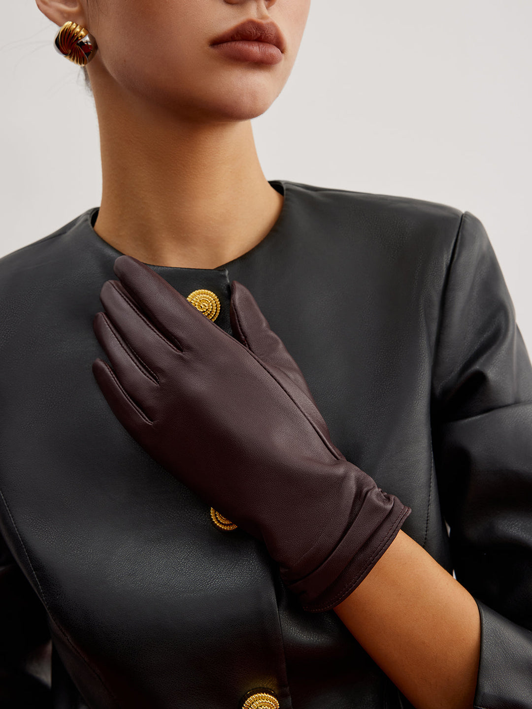 כפפות עור דגם פליס